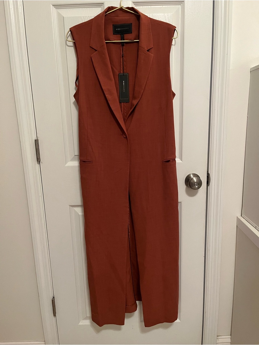 NWT BCBGMAXAZRIA Tiger Eye Belted Long Vest – Size L - Picture 2 of 16